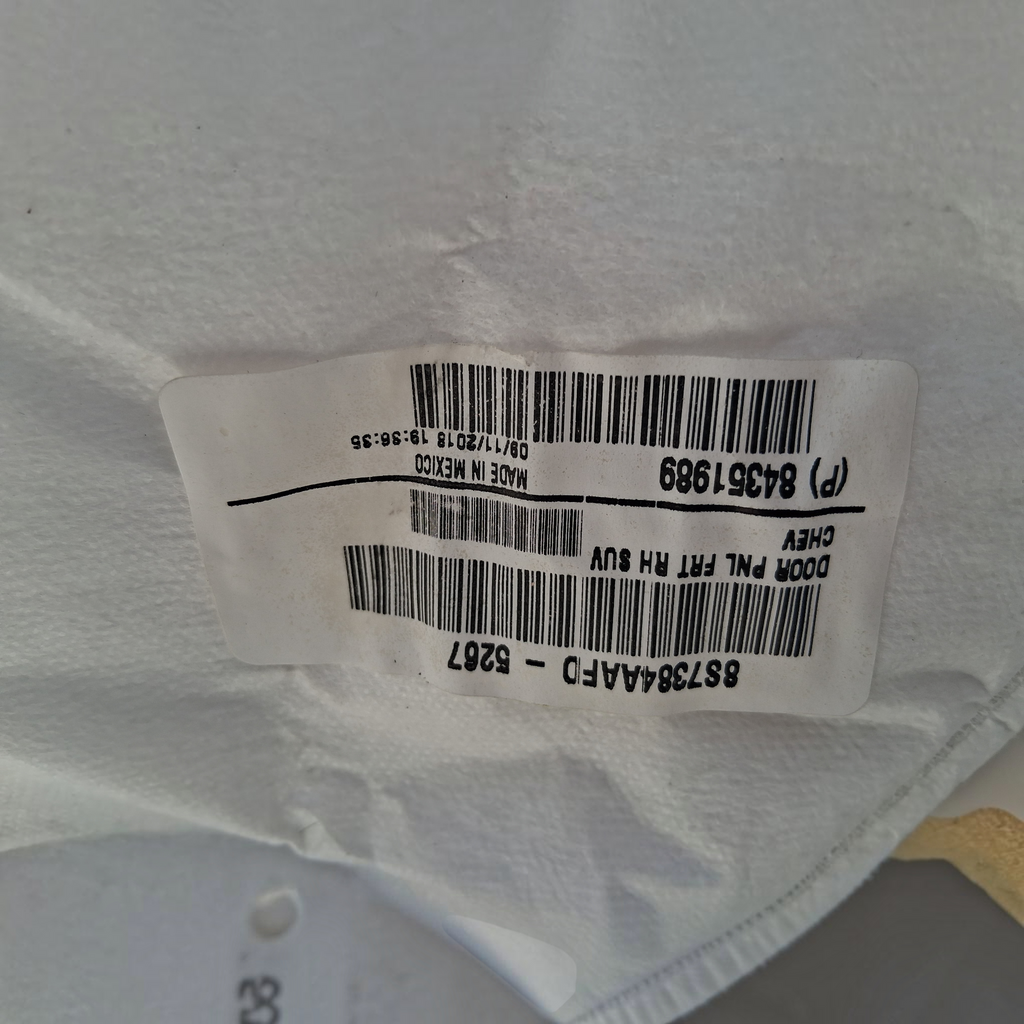 My Store OEM 84351989 barcode label for 2019 Chevy Tahoe Premier front right passenger door panel