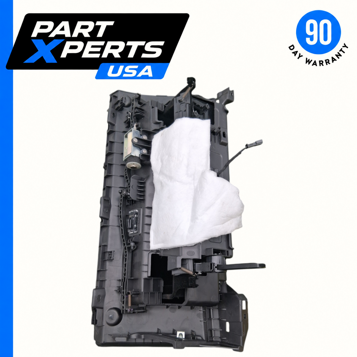 My Store OEM 2022 Tesla Model Y dashboard glove box lid assembly with internal components and white insulation pad