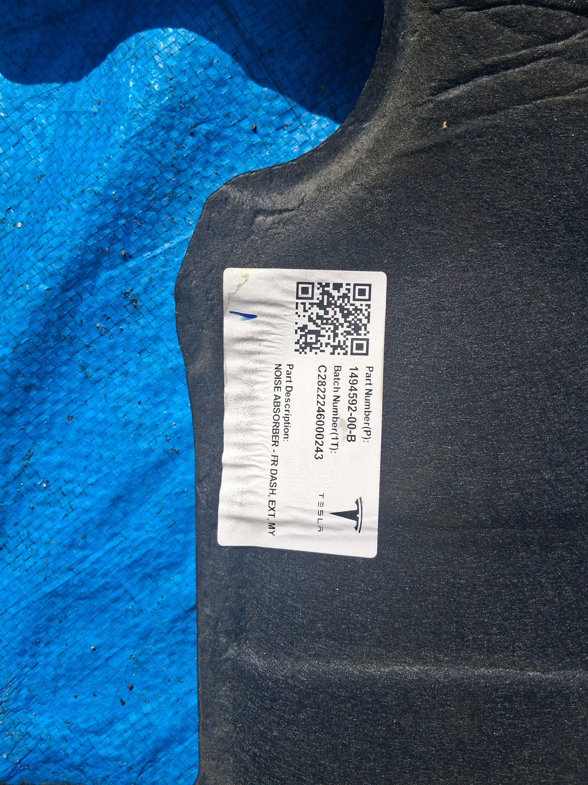 OEM 1494592-00-B 2022 Tesla Model Y Front Dash Noise Insulation